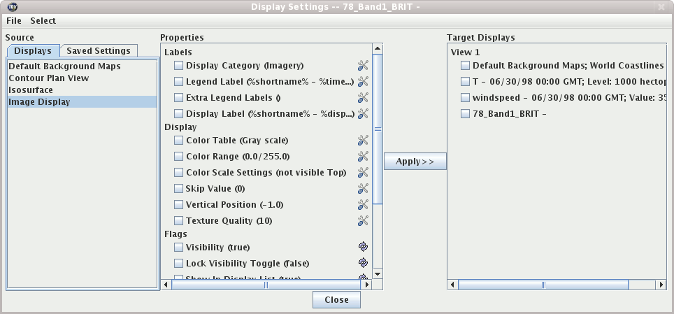 Display Settings Dialog