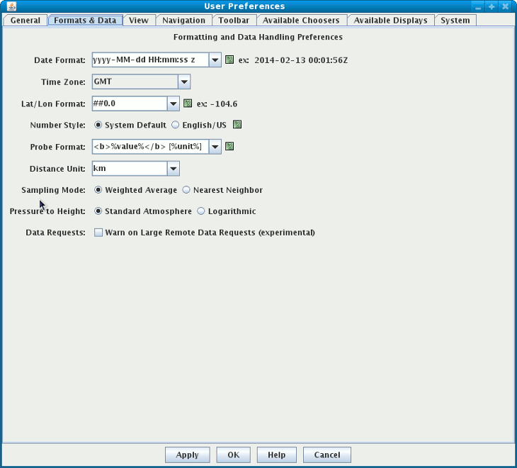 Formats and Data Preferences
