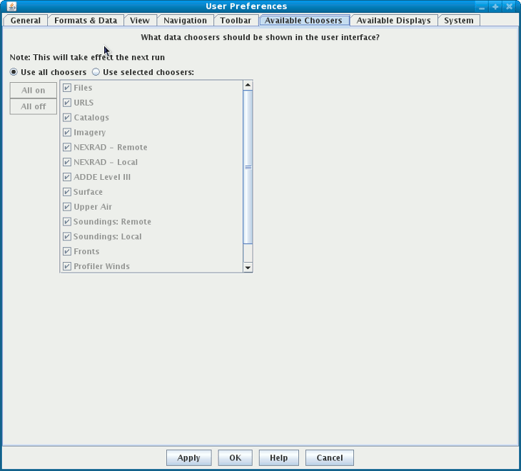 Chooser Preferences