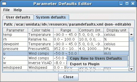 Parameter Defaults Editor