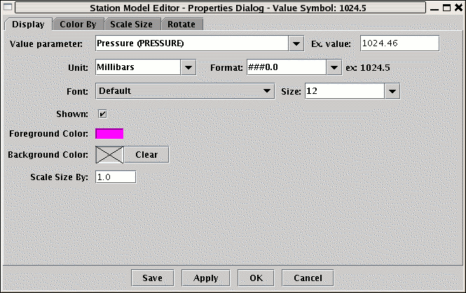 Properties Dialog - Display