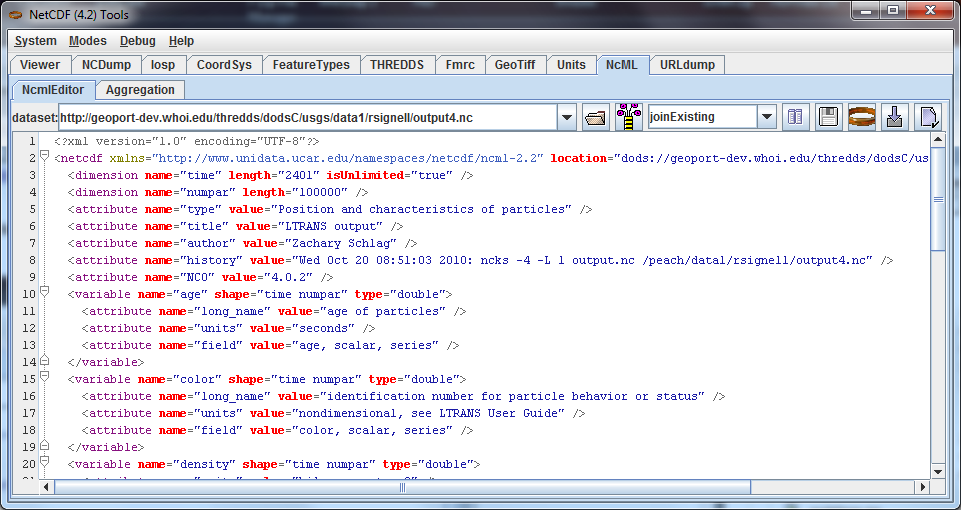 NcML tab