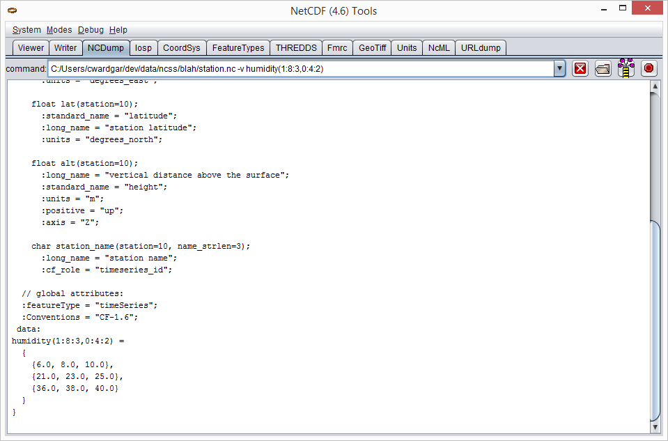 NCDump tab