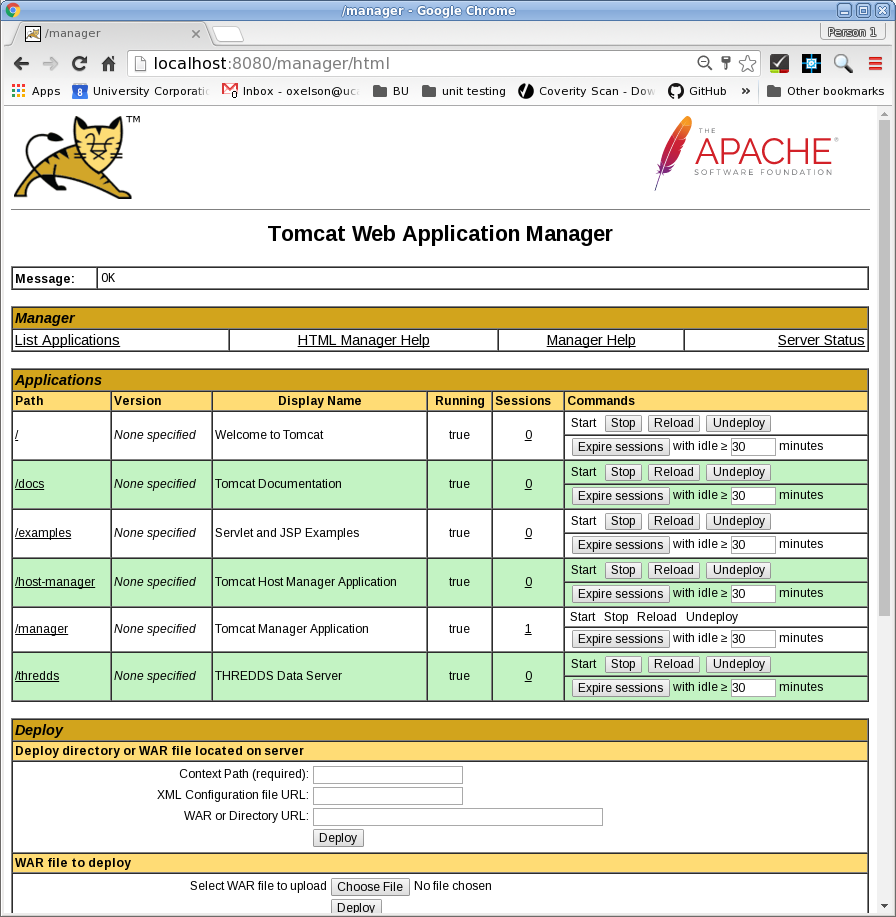 Tomcat manager application