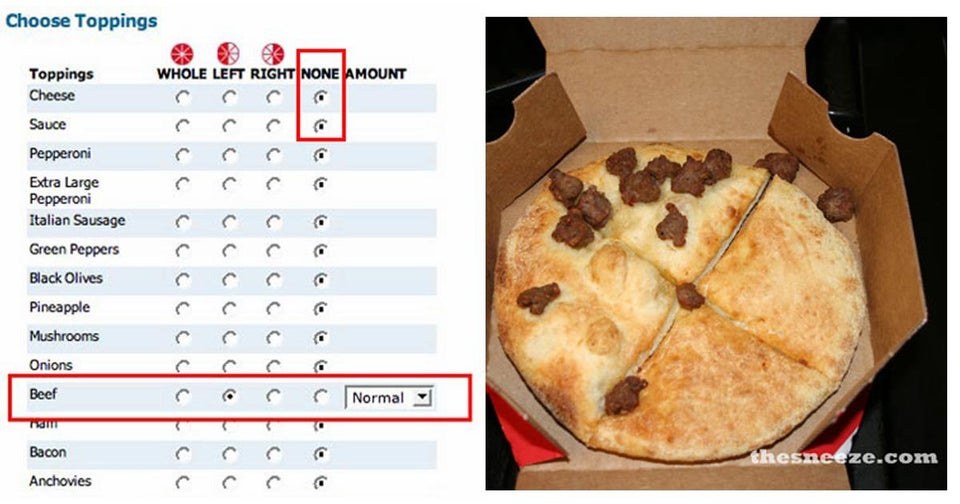 None Pizza With Left Beef