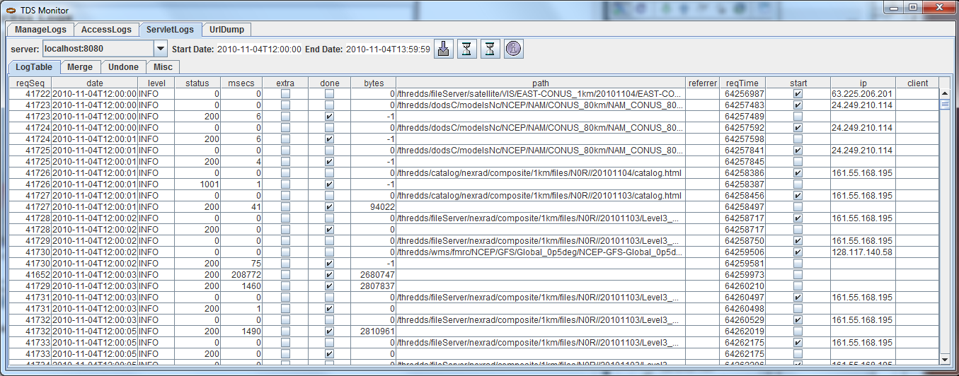 Servlet Logs Panel